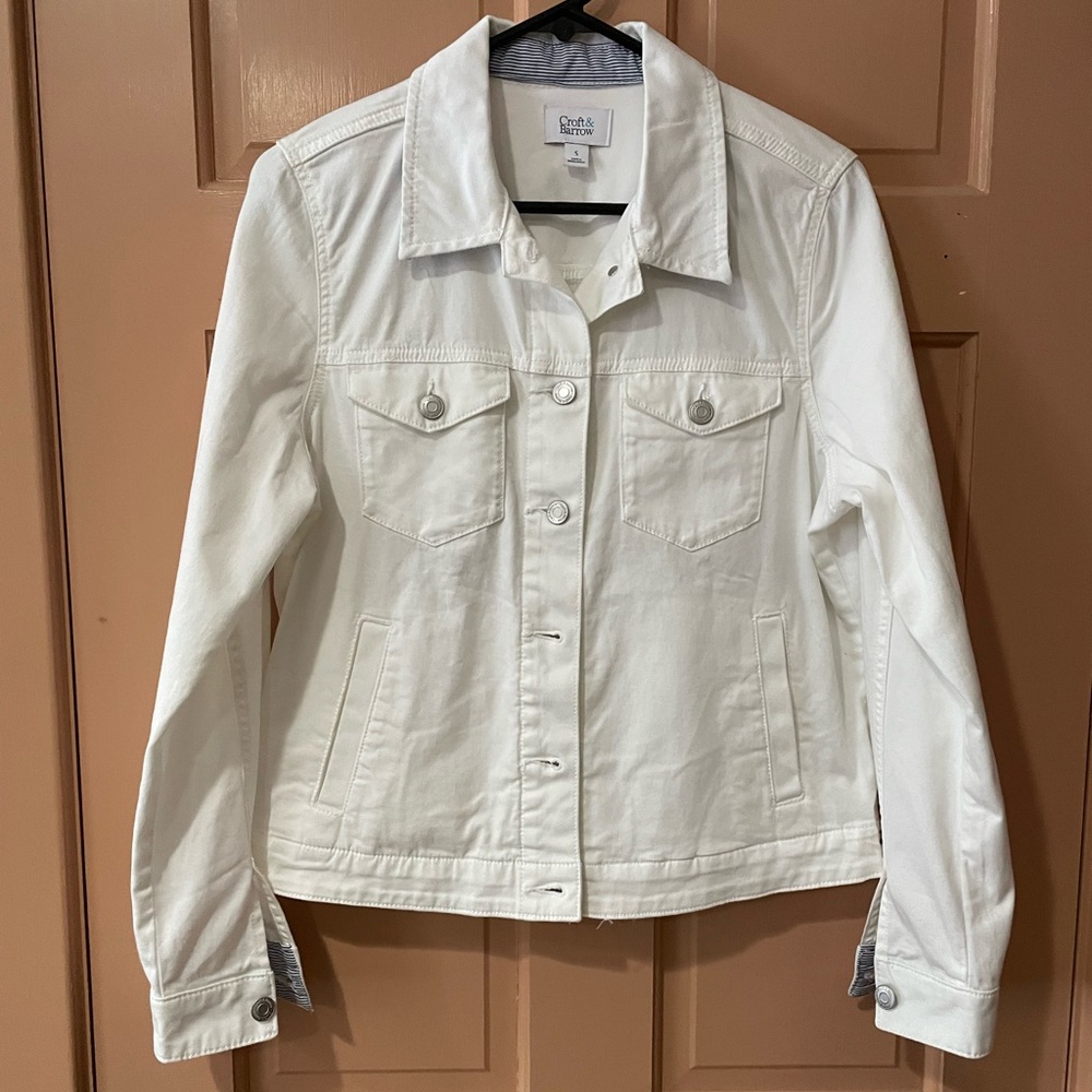 Croft & Barrow Bright White Denim Jacket Lightweight
